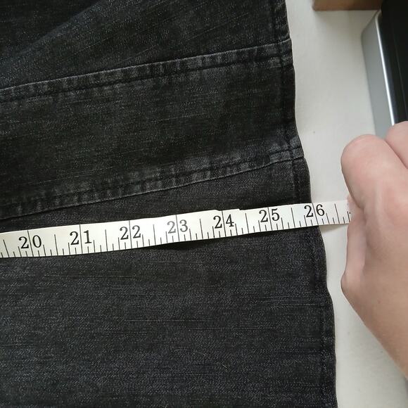 Larry Levine Black Acid Wash Midi Jean Skirt Size 10 Y2K Boho Western Goth Edgy - Picture 8 of 9